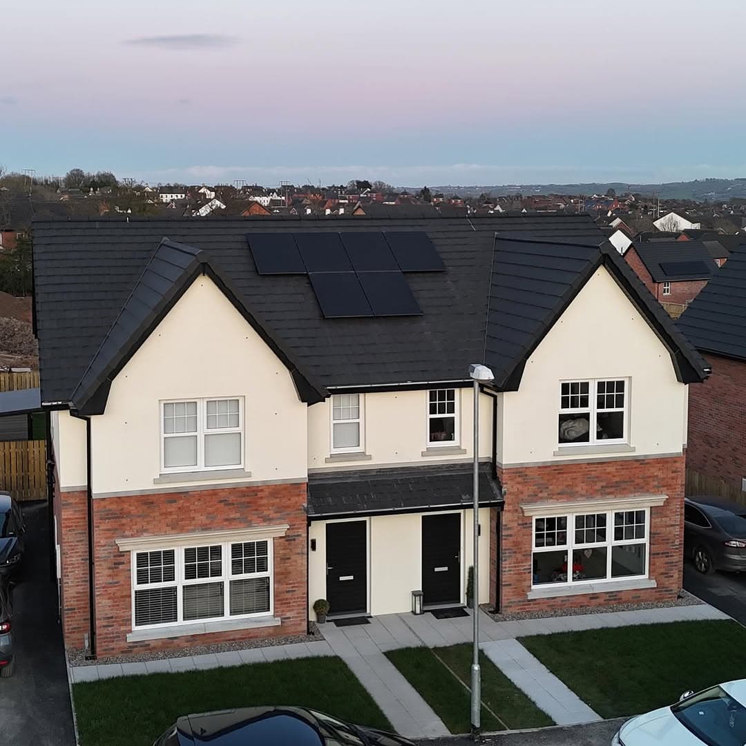 Solar panels installed at Wallace Gardens Lisburn development by Apollo Solar